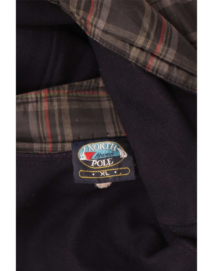 North Pole Mens Reversible Overcoat UK 42 XL Navy Blue Wool