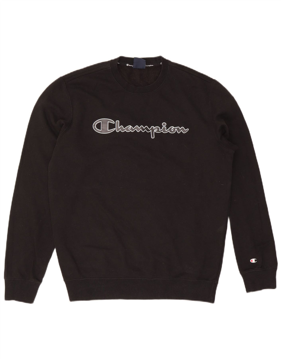Champion Mens Graphic Sweatshirt Jumper Large Black Cotton