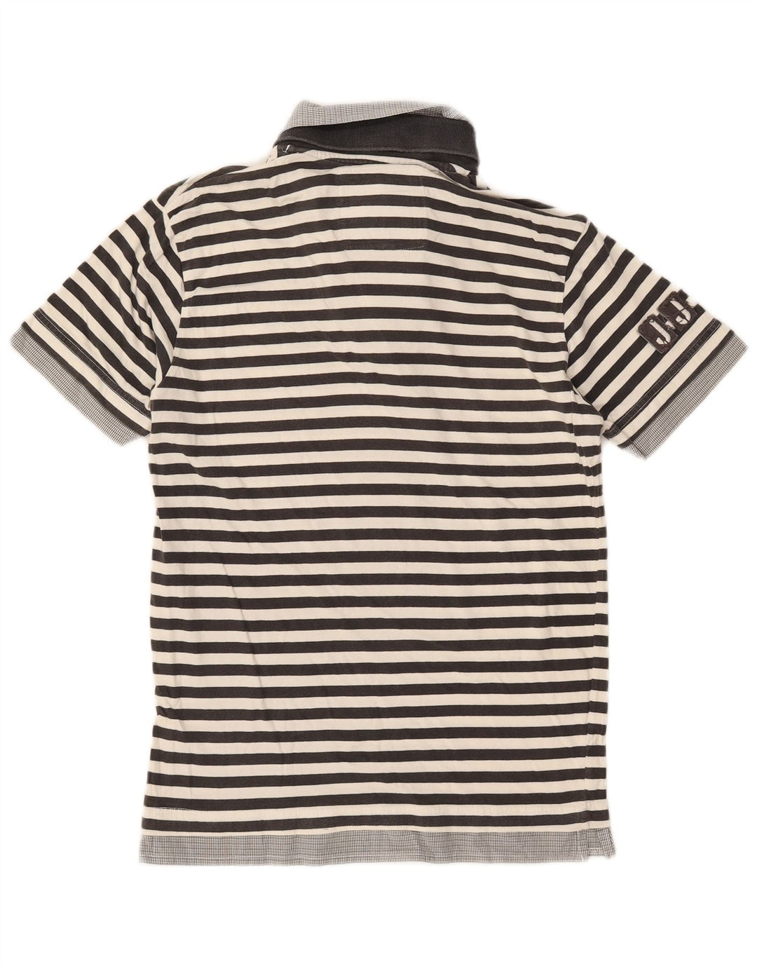 JACK & JONES Mens Graphic Polo Shirt Medium Grey Striped