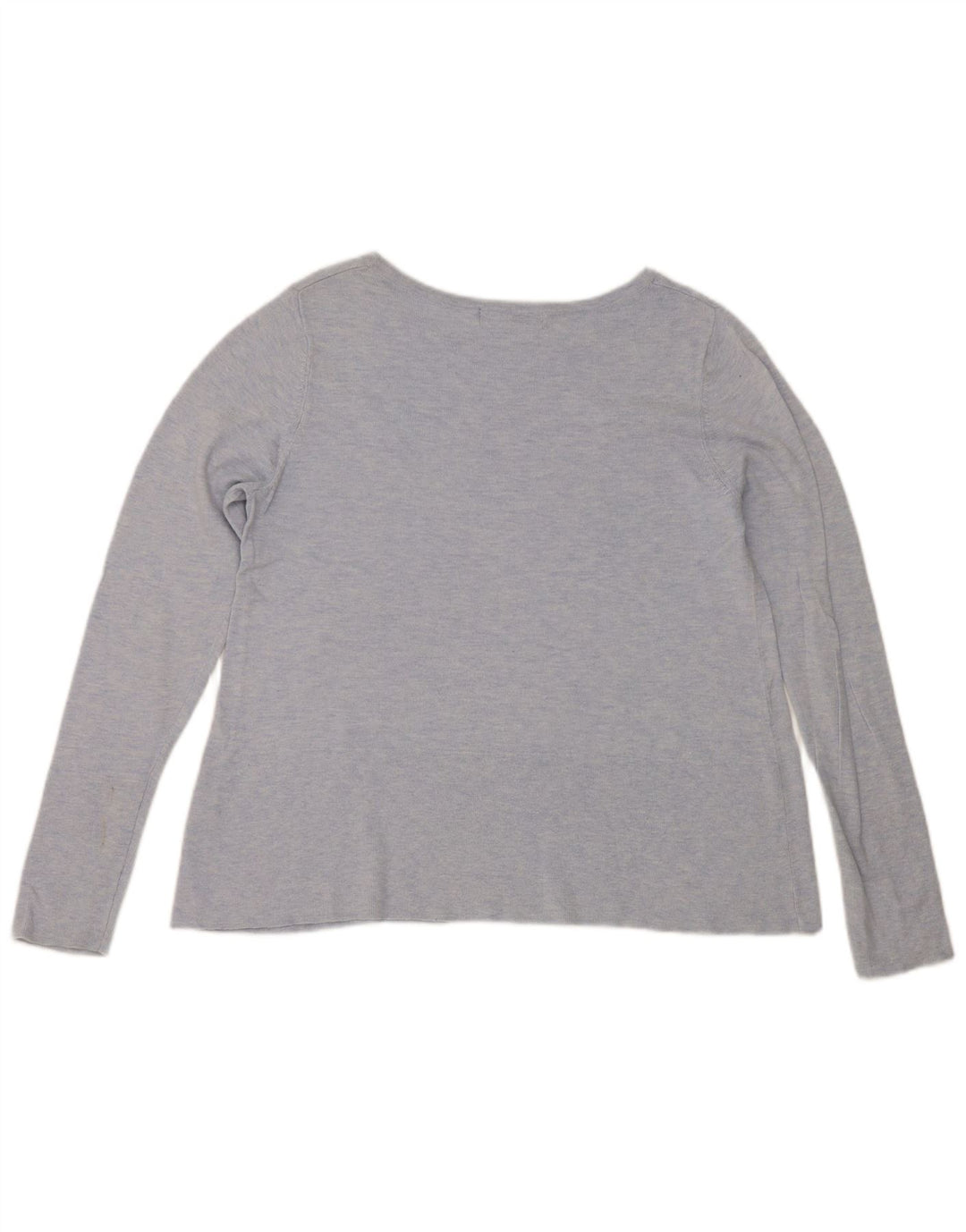 Marks & Spencer Womens Top Long Sleeve UK 12 Medium Blue Cotton
