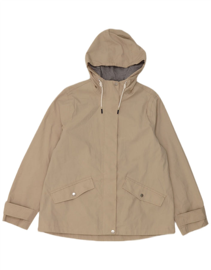 Joules Womens Hooded Regular Fit Rain Jacket UK 14 Medium Grey Cotton