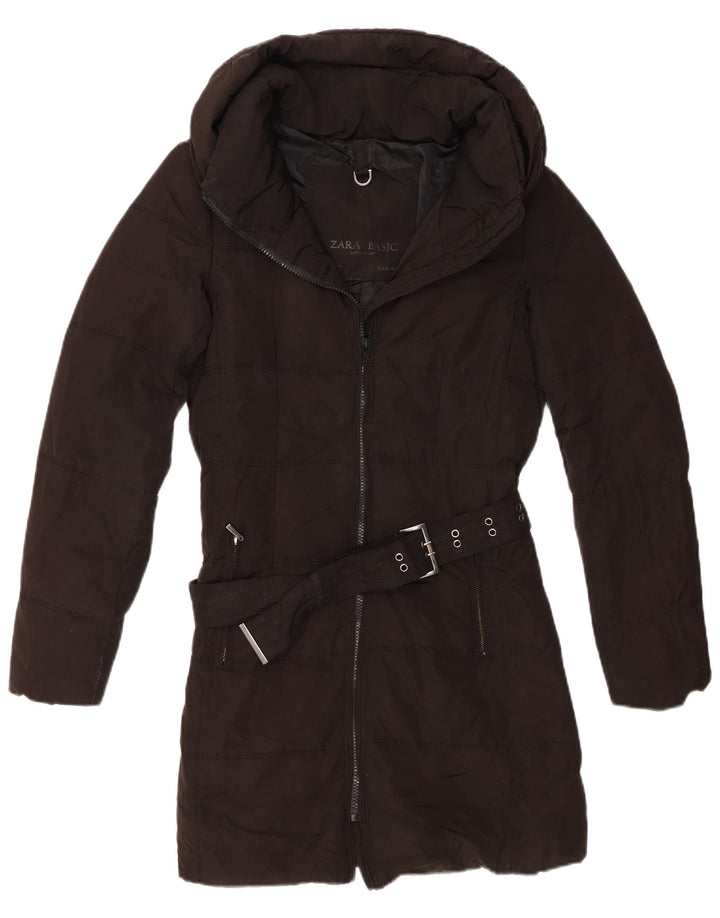 Zara Womens Padded Coat UK 12 Medium Black Polyester