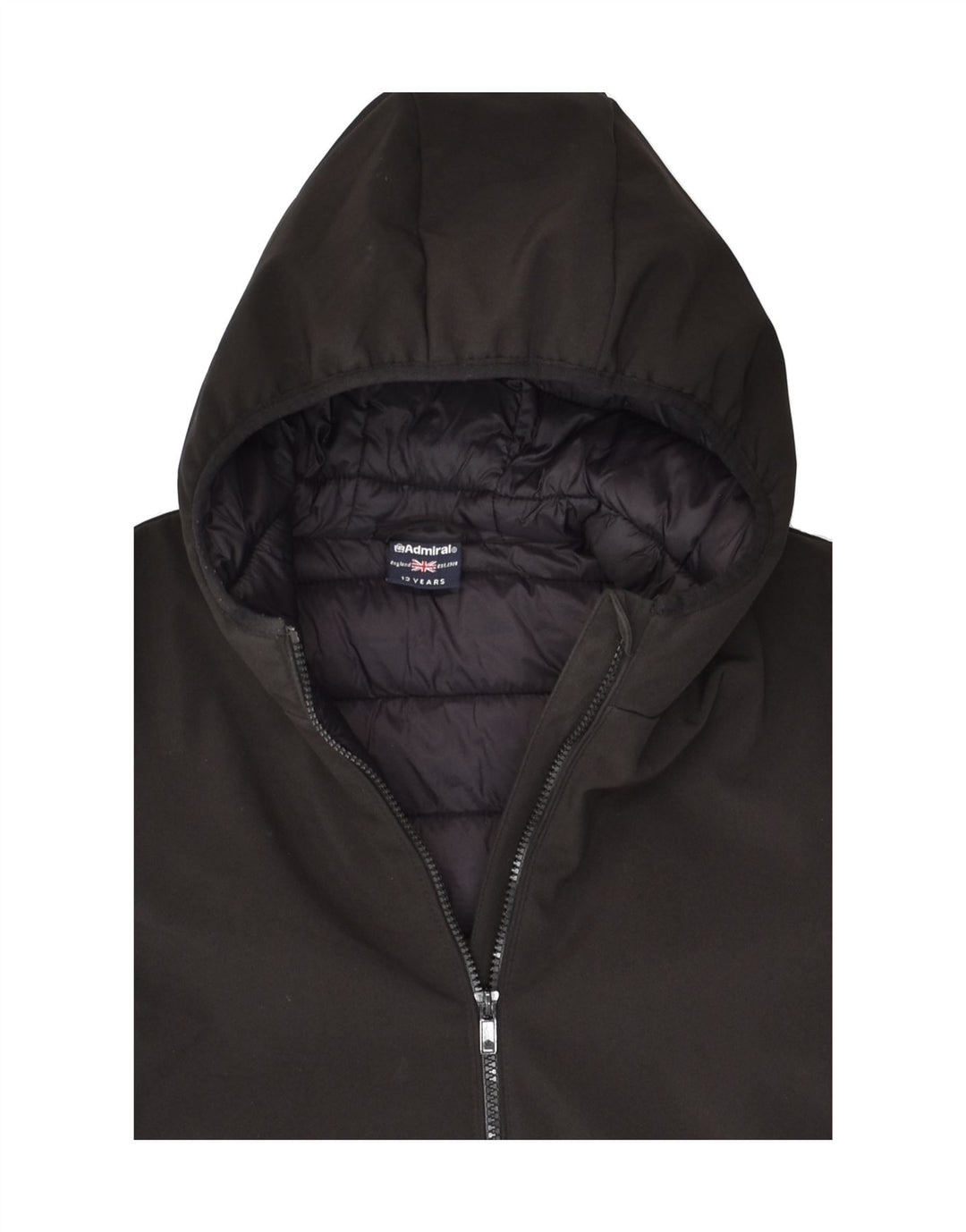 VINTAGE Boys Hooded Padded Jacket 11-12 Years Black Polyester | Vintage Vintage | Thrift | Second-Hand Vintage | Used Clothing | Messina Hembry 