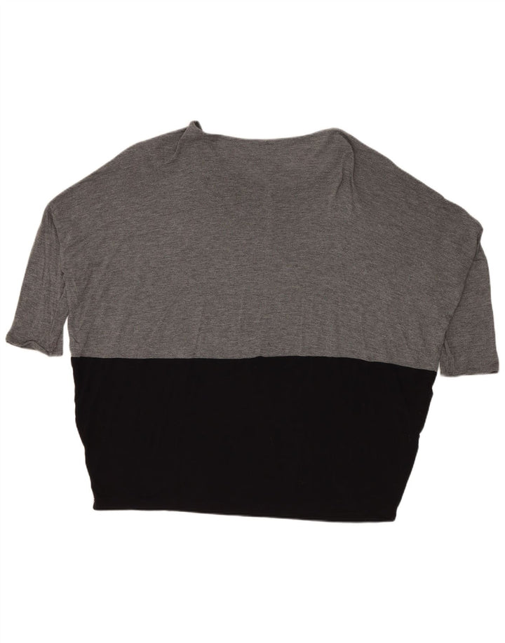 Zara Womens Oversized Top 3/4 Sleeve UK 14 Medium Grey Colourblock