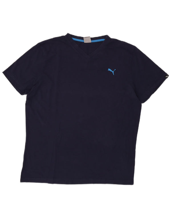 PUMA Mens T-Shirt Top XL Navy Blue Cotton
