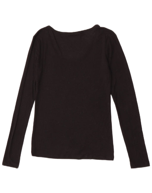 Zara Womens Top Long Sleeve UK 12 Medium Black