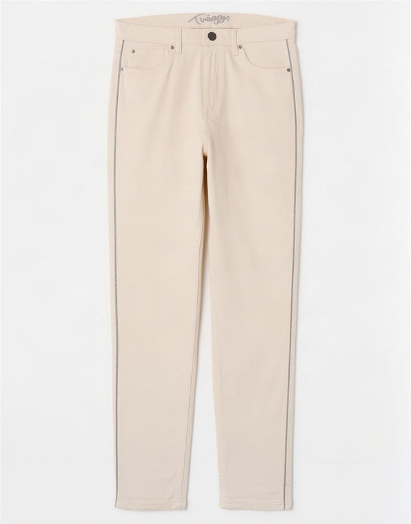 Marks & Spencer Womens Slim Casual Trousers UK 12 Medium W30 L28 White