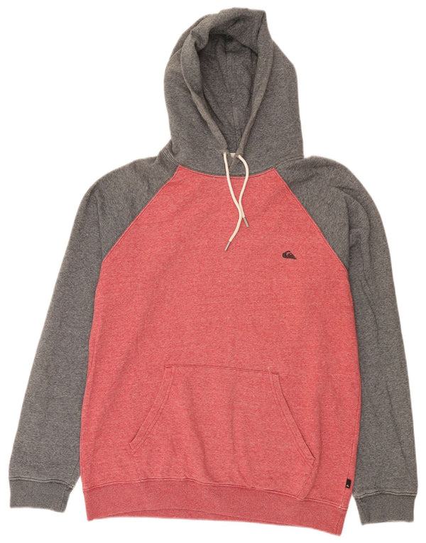 Quiksilver Mens Hoodie Jumper Large Grey Colourblock Cotton