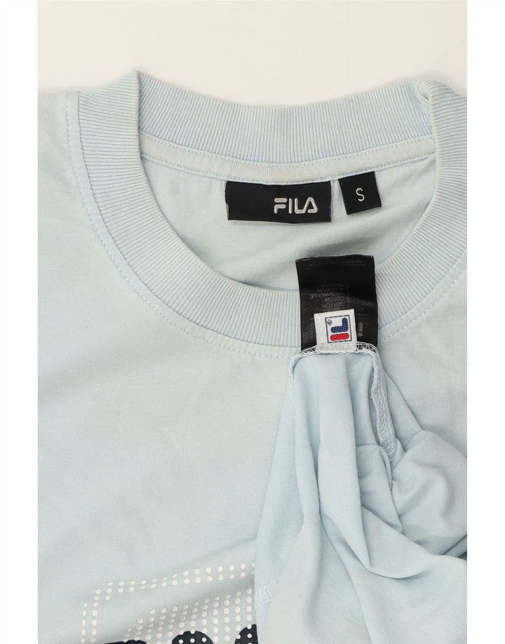Fila Mens Graphic T-Shirt Top Small Blue Cotton