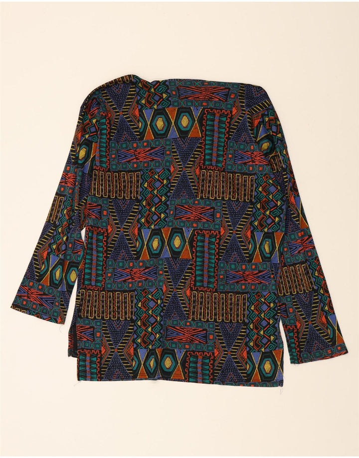 VINTAGE Womens Tunic Top UK 14 Large Multicoloured Geometric Cotton Vintage Vintage and Second-Hand Vintage from Messina Hembry 