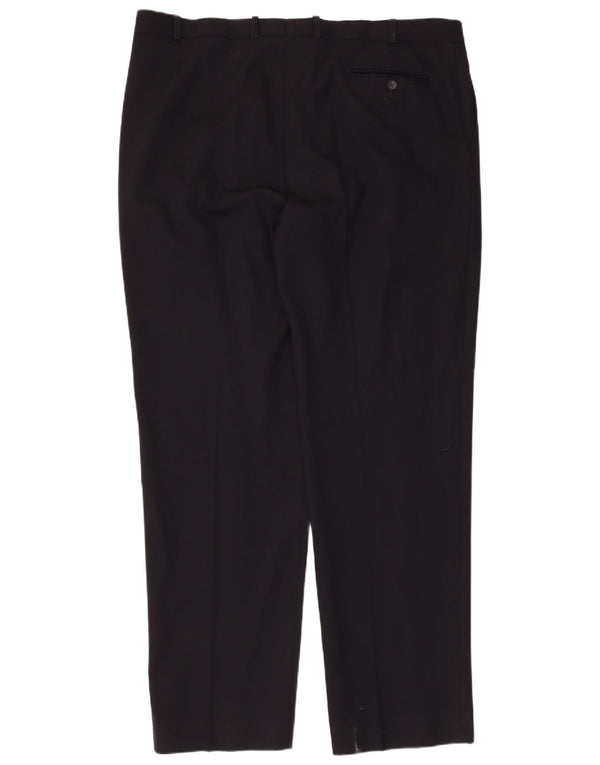 Marks & Spencer Mens Straight Suit Trousers W42 L33 Navy Blue Wool
