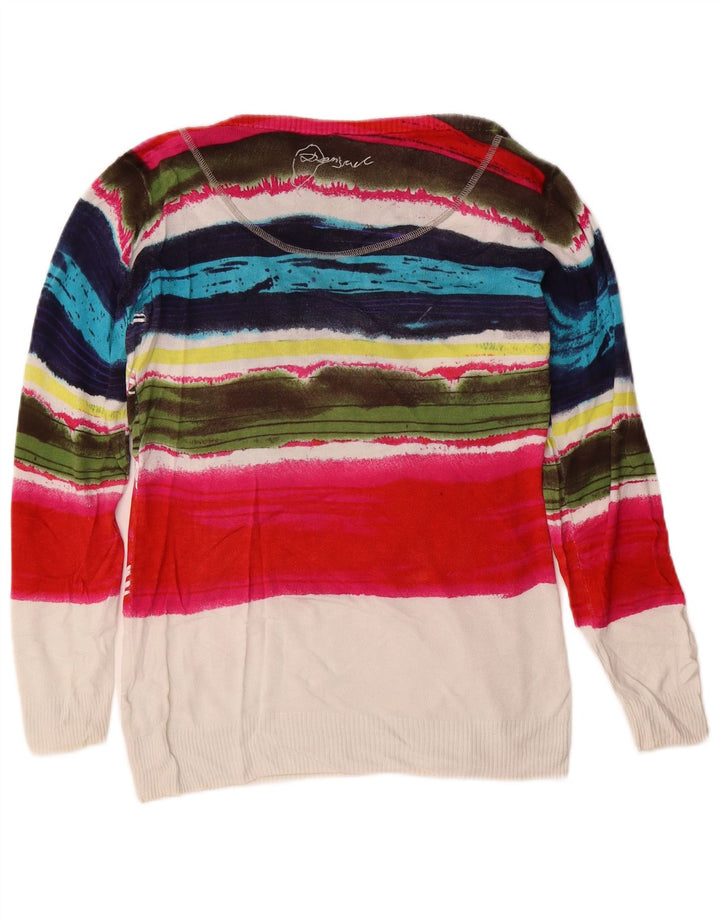 Desigual Womens Boat Neck Jumper Sweater UK 12 Medium Multicoloured