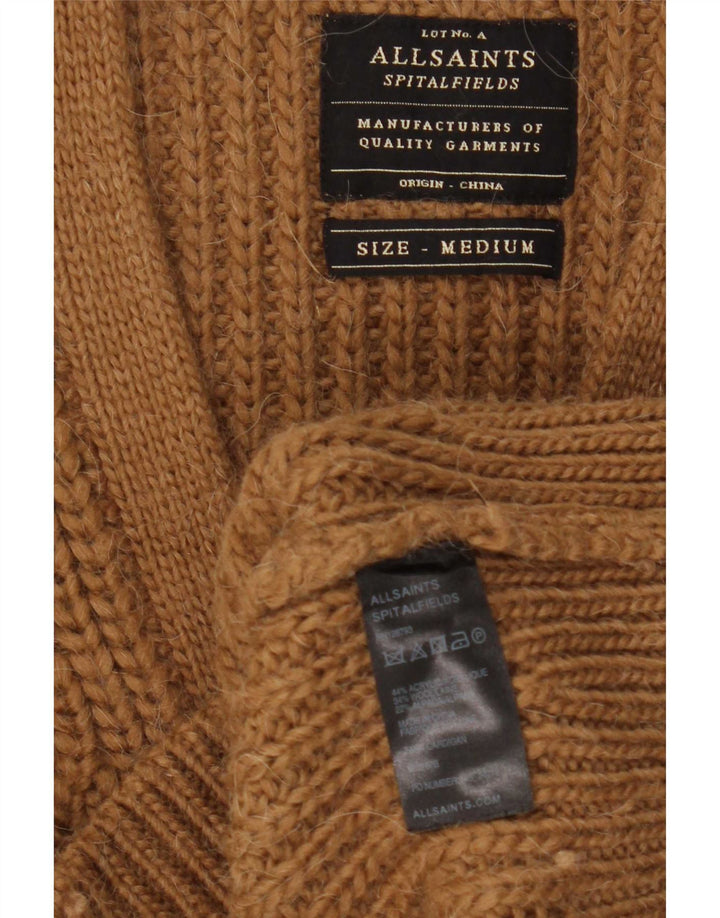 All Saints Mens Cardigan Sweater Medium Brown Acrylic
