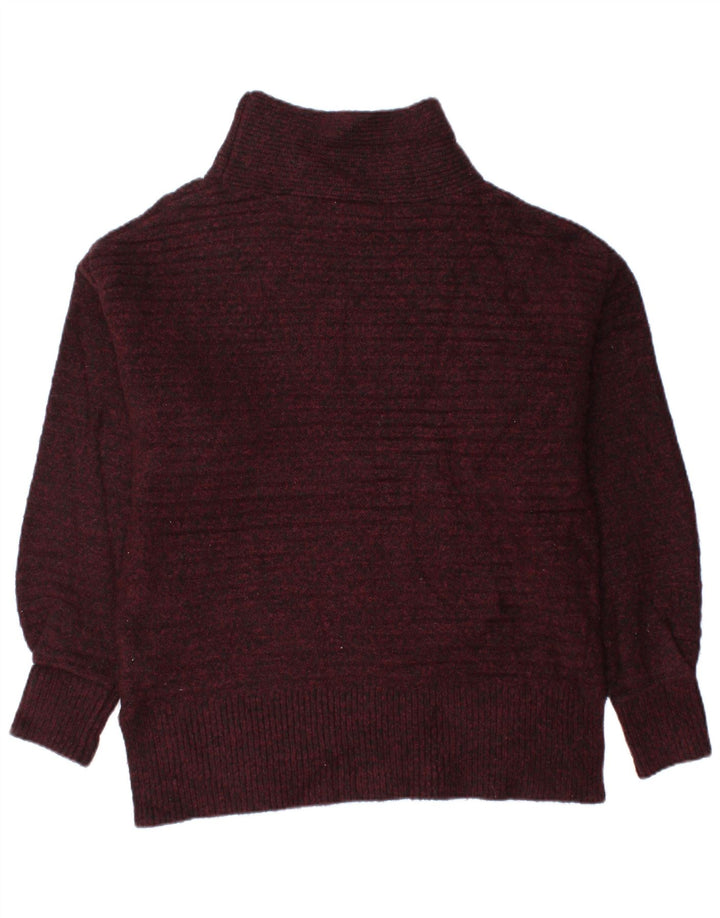 TOPSHOP Womens Turtle Neck Jumper Sweater UK 8 Small Burgundy Flecked