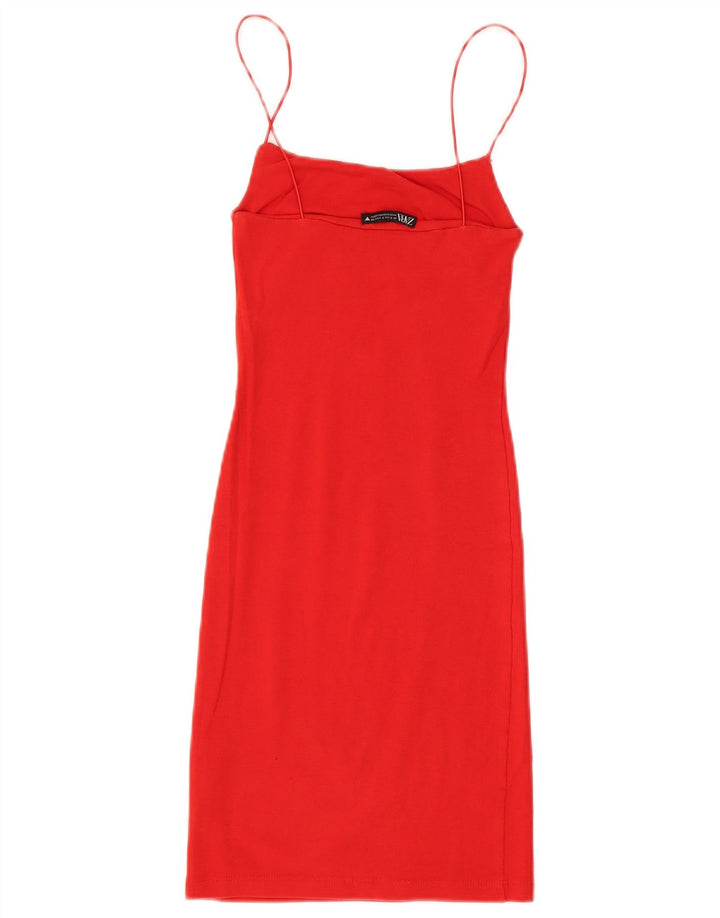 Zara Womens Sundress UK 8 Small Orange Cotton