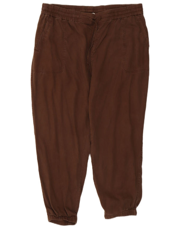 Fat Face Womens Joggers Cropped Trousers UK 16 Large W38 L25 Brown Lycra