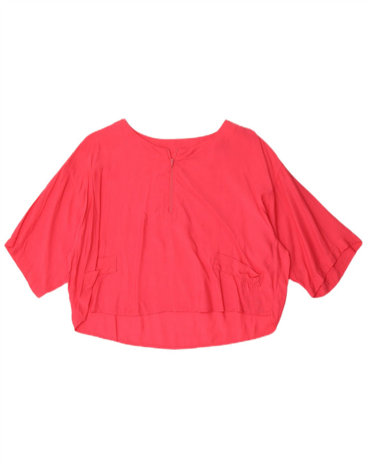 Benetton Womens Crop Oversized Blouse Top IT 44 Medium Pink Viscose