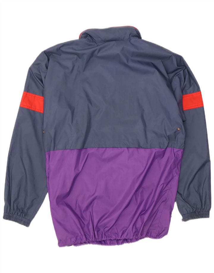 VINTAGE Mens Hooded Anorak Jacket UK 38 Medium Navy Blue Colourblock