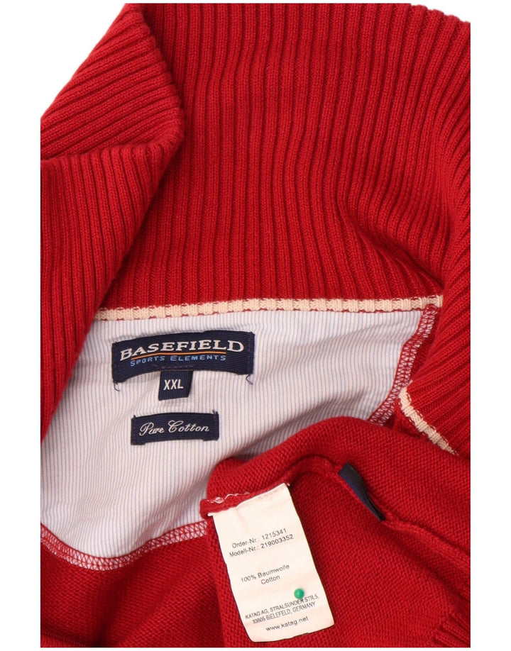 Basefield Mens Cardigan Sweater 2XL Red Cotton
