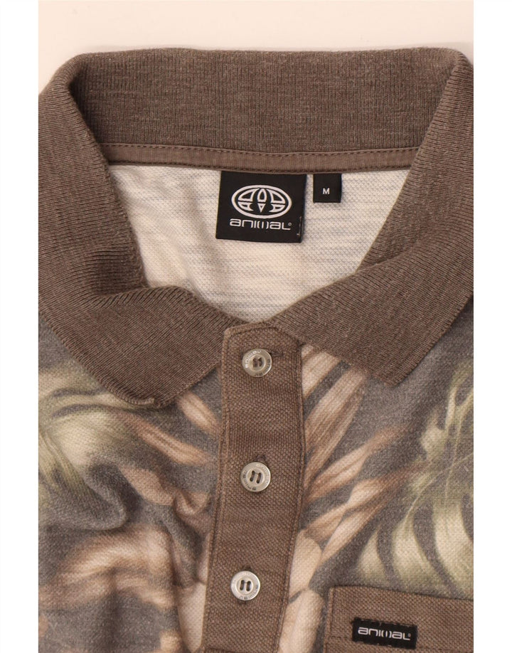 Animal Mens Polo Shirt Medium Brown Floral