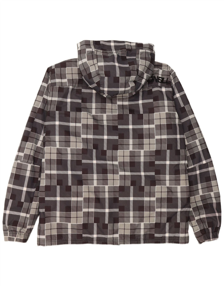 O'NEILL Mens Hooded Windbreaker Jacket UK 40 Large Grey Geometric