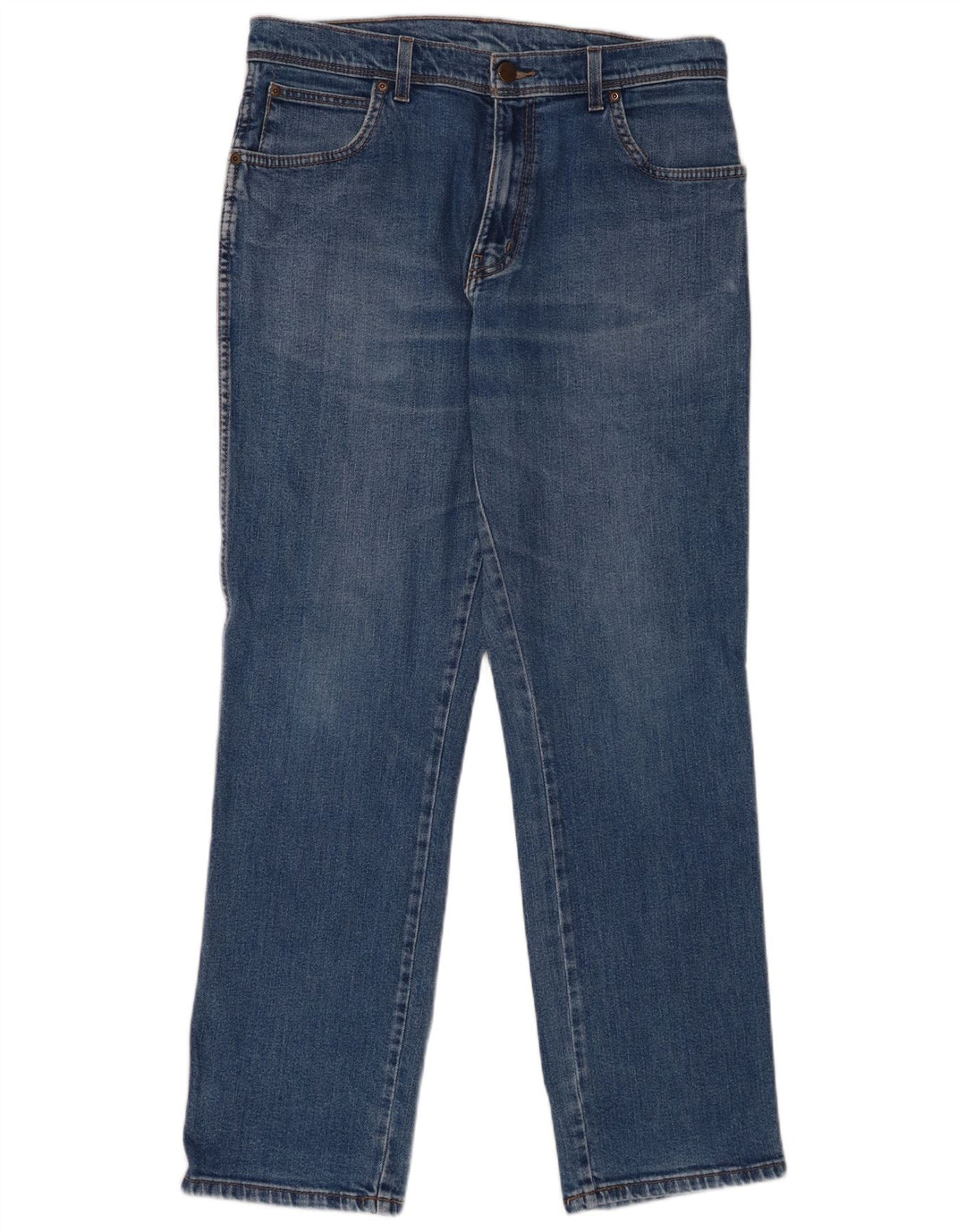 Wrangler Mens Straight Jeans W34 L32 Blue Cotton