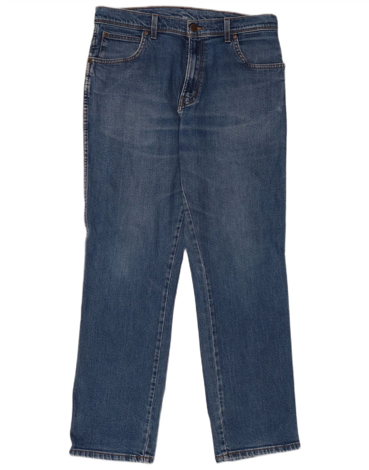Wrangler Mens Straight Jeans W34 L32 Blue Cotton