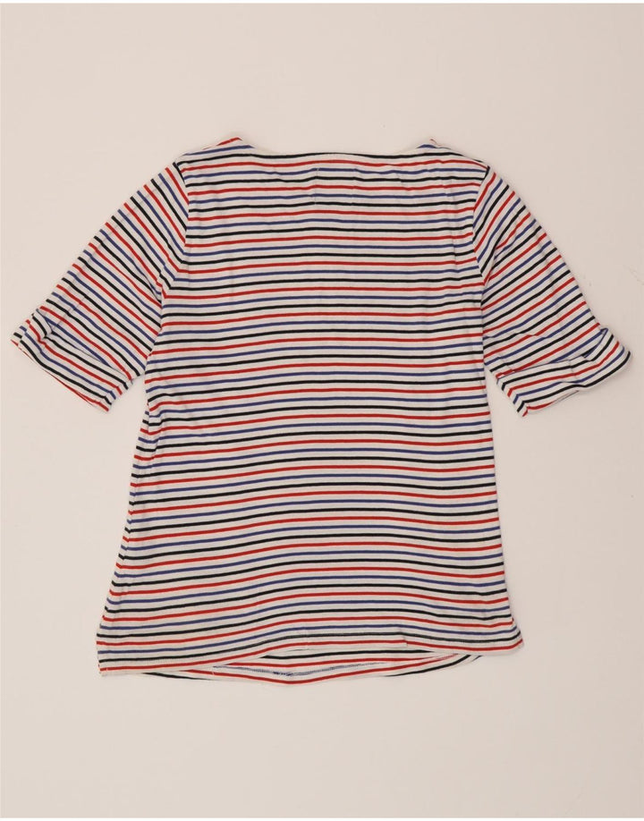 CREW CLOTHING Womens T-Shirt Top UK 14 Medium Multicoloured Striped Cotton