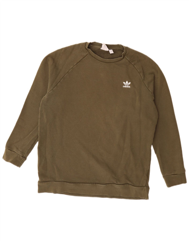Adidas Mens Sweatshirt Jumper Large Khaki Cotton