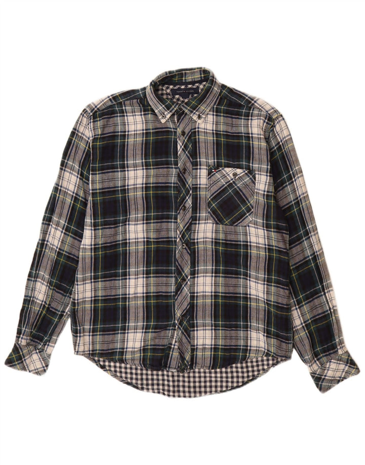 Tommy Hilfiger Mens Flannel Shirt Small Multicoloured Plaid Cotton