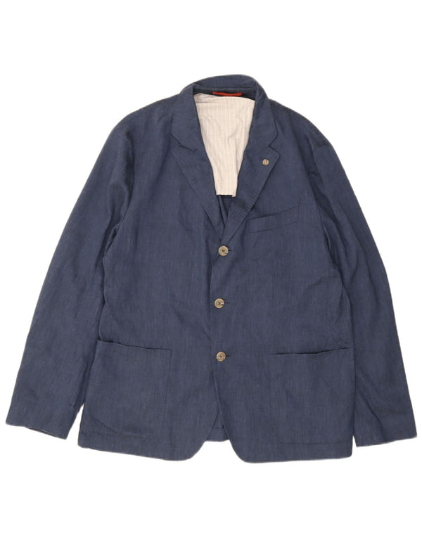 Ted Baker Mens 3 Button Blazer Jacket Size 6 2XL Blue Linen