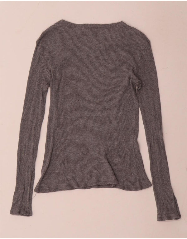 Massimo Dutti Womens Top Long Sleeve UK 8 Small Grey