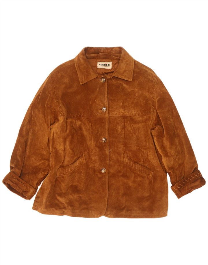 Conbipel Womens Oversized Suede Jacket IT 46 Large Brown Leather