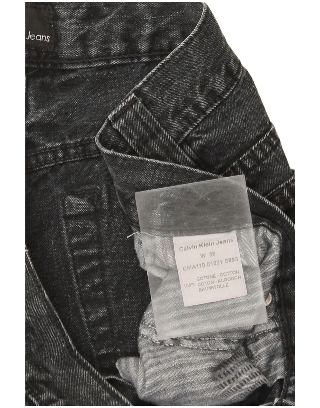 Calvin Klein Mens Straight Jeans W36 L32 Black Cotton