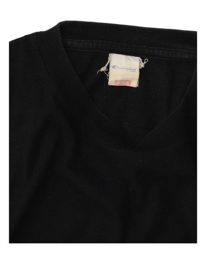CHAMPION Mens Graphic T-Shirt Top Medium Black Cotton