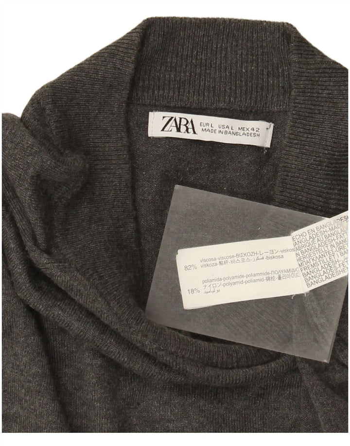 Zara Mens Turtle Neck Jumper Sweater Large Grey Viscose
