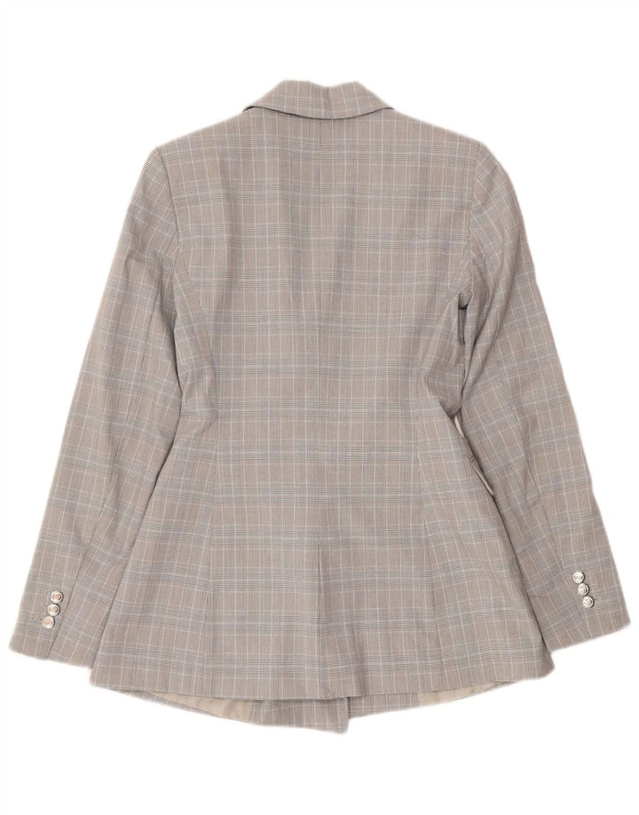 ZARA Womens Loose Fit Double Breasted Blazer Jacket EU 34 2XS Grey Check