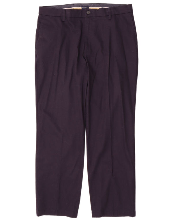 DOCKERS Mens Straight Classic Fit Chino Trousers W36 L30  Navy Blue Cotton