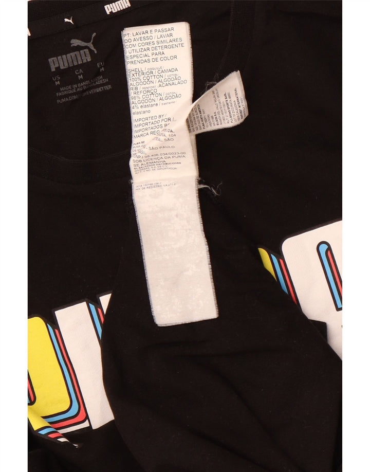 PUMA Mens Graphic T-Shirt Top Medium Black Cotton Sports