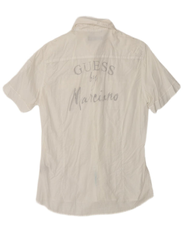 GUESS Mens Graphic Short Sleeve Shirt Small White Cotton