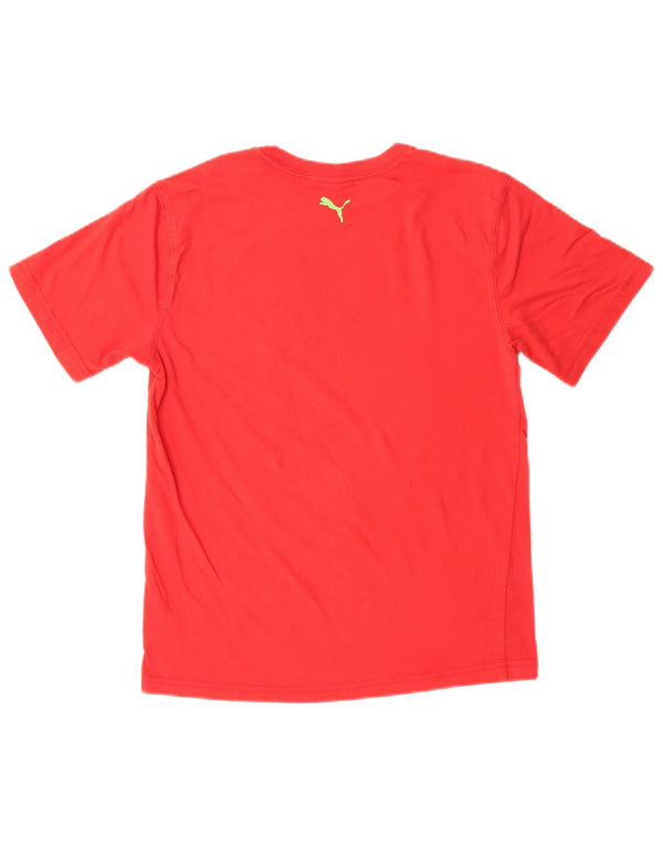 Puma Boys Graphic T-Shirt Top 13-14 Years Red Cotton