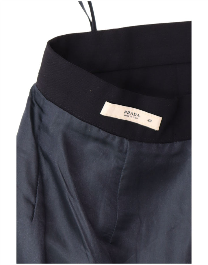PRADA Womens High Waist Pencil Skirt IT 40 Small W24 Navy Blue Classic
