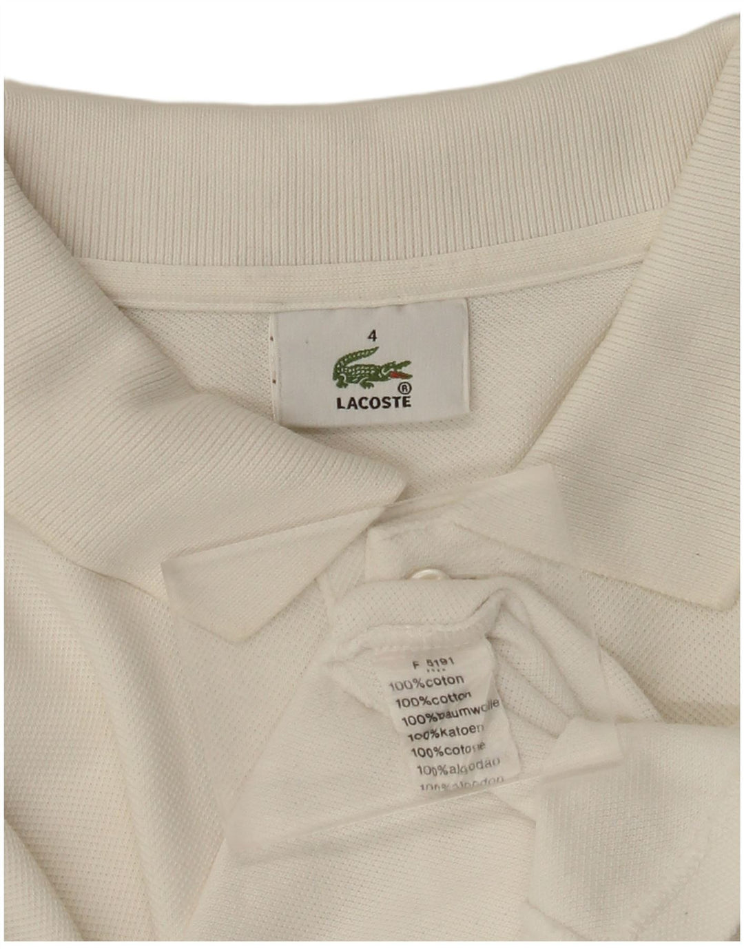 LACOSTE Mens Long Sleeve Polo Shirt Size 4 Medium White Cotton