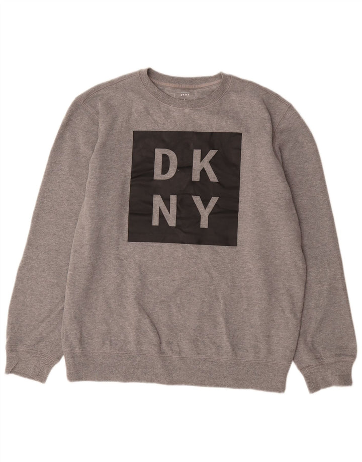Dkny Mens Graphic Sweatshirt Jumper Medium Grey Flecked Cotton