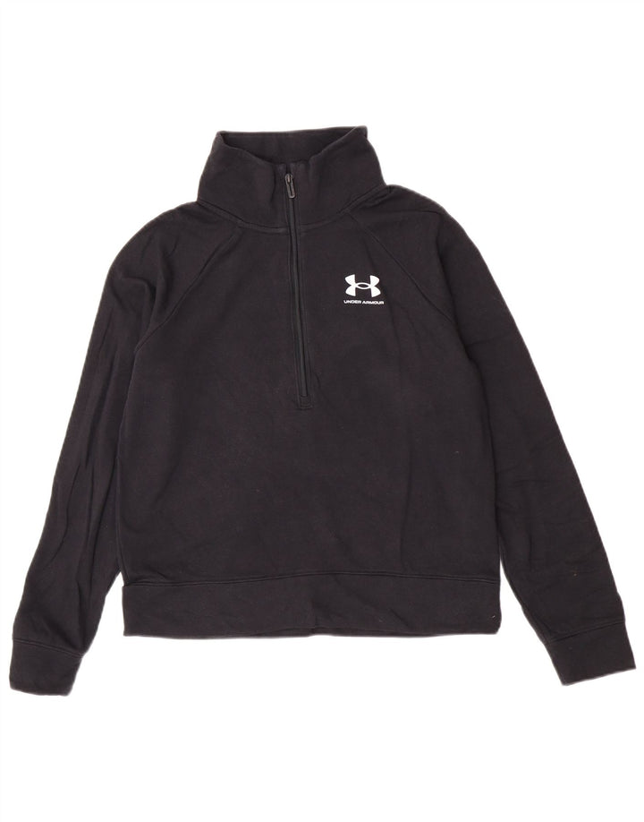 Under Armour Womens Zip Neck Pullover Tracksuit Top UK 10 Small Black