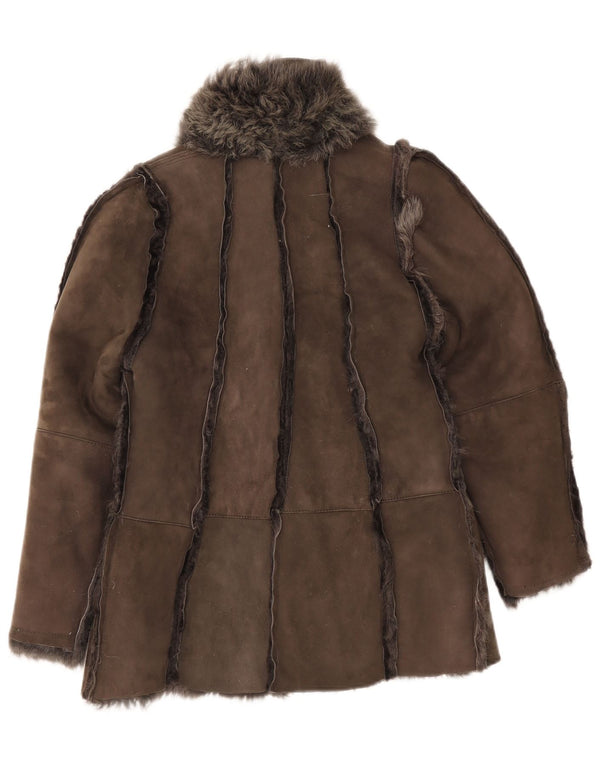 Vintage Womens Shearling Jacket UK 12 Medium Grey