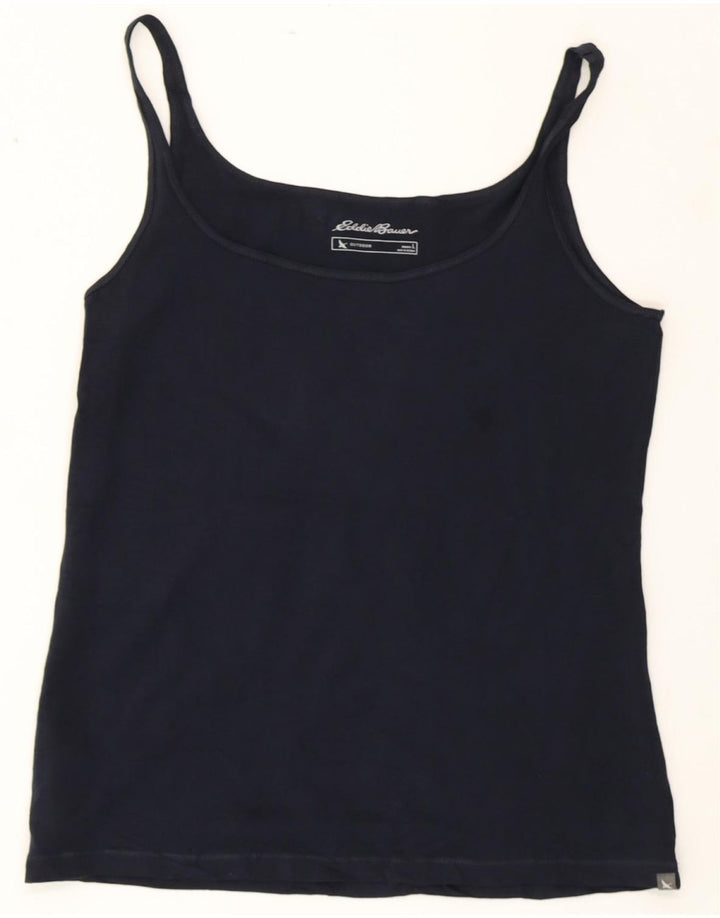 EDDIE BAUER Womens Outdoor Cami Top UK 14 Large Navy Blue Cotton