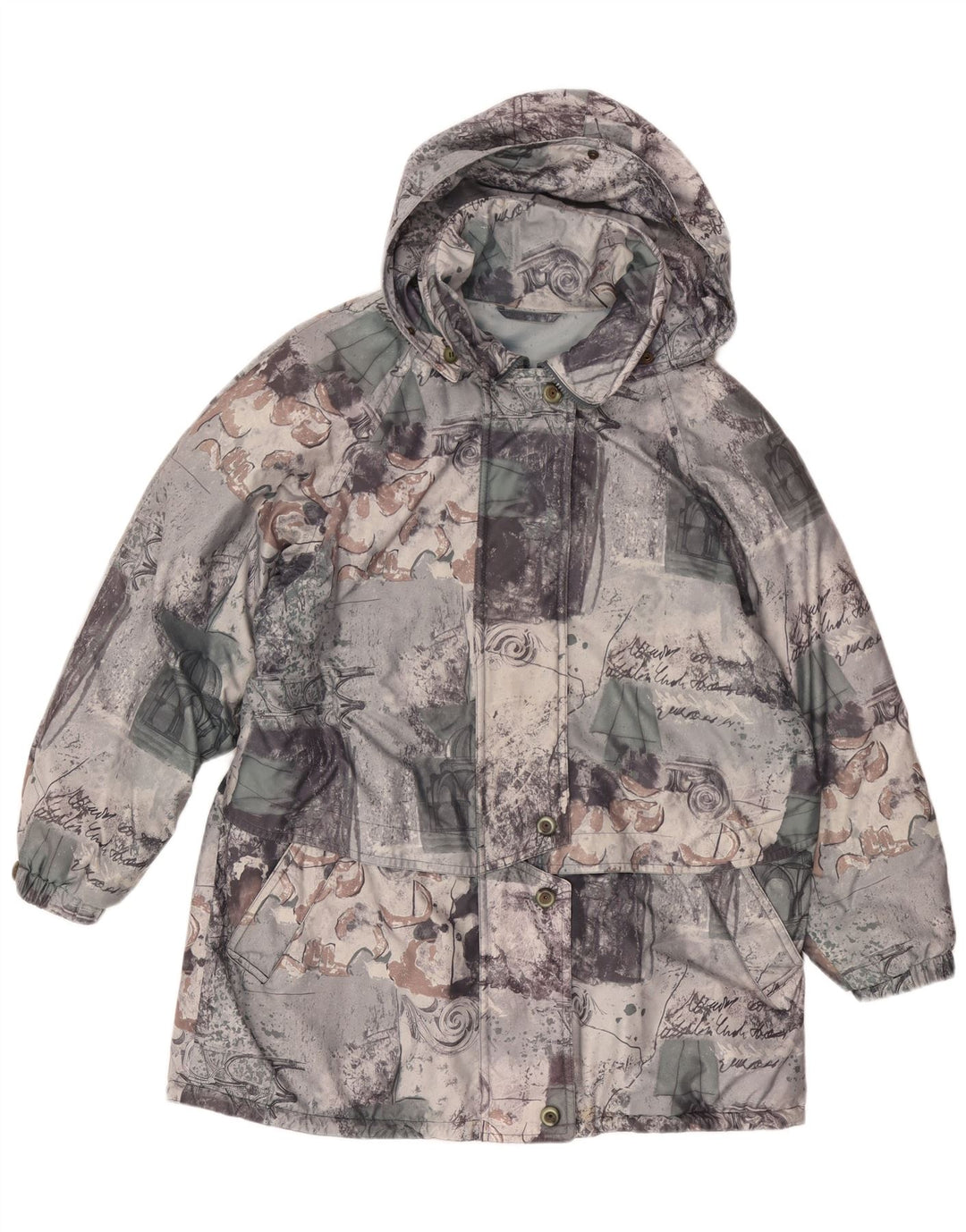 FUCHS & SCHMITT Womens Loose Fit Rain Jacket UK 16 Large  Grey Patchwork