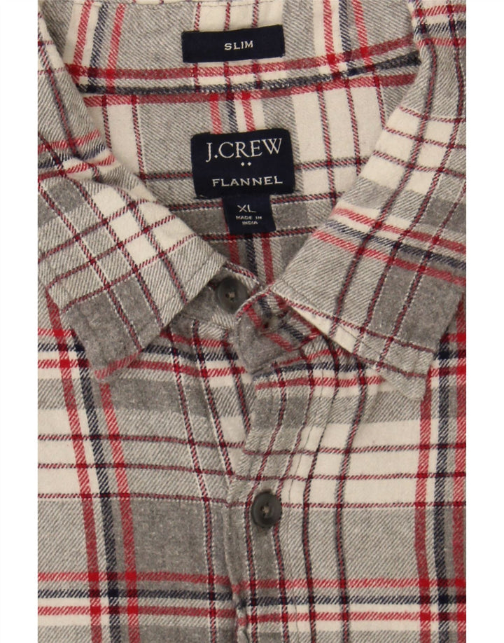 J. CREW Mens Slim Flannel Shirt XL Grey Check Cotton Vintage J. Crew and Second-Hand J. Crew from Messina Hembry 
