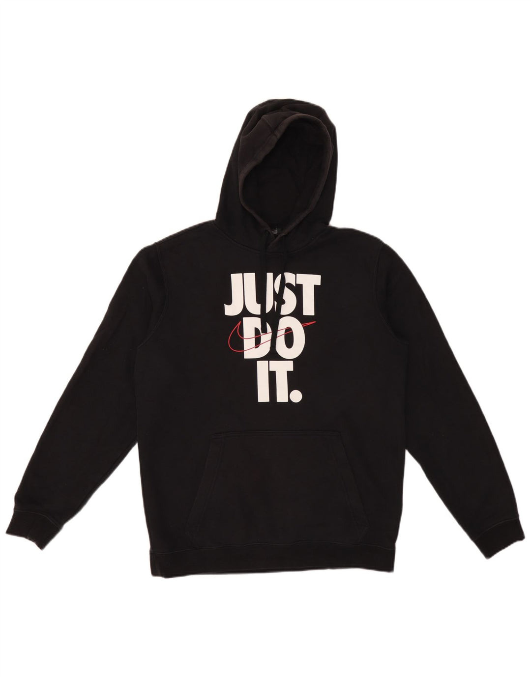 Nike Mens Graphic Hoodie Jumper Medium Black Cotton